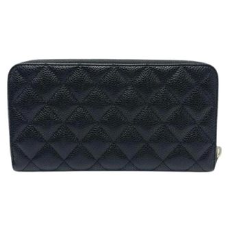 Chanel Pre-owned Long wallet (bi-fold) - Dames - Pre-owned - Zwart - Maat: ONE Size Leer