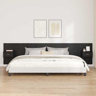 vidaXL vidaXL Testata con Comodino 3 pcs Rovere Nero Legno multistrato