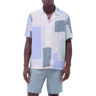 Bugatchi Jackson Abstract Print Camp Shirt in Almond at Nordstrom Rack, Size Xxx-Large