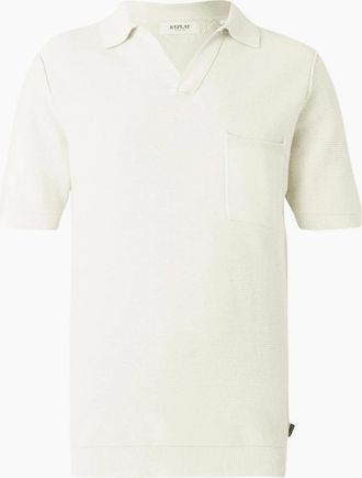 Replay Mens Knitted Cream Polo Shirt - White - Size: 42