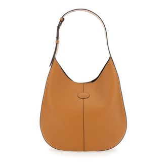 Tod's Brown Hobo Bag With Contrasting Edges In Leather