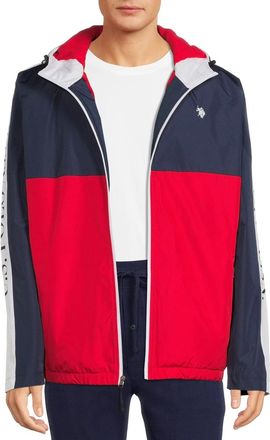 U.S.Polo Association U. S. Polo Assn. Color Blocked Polar Jacket Mens Multicolor Full Zip RED835