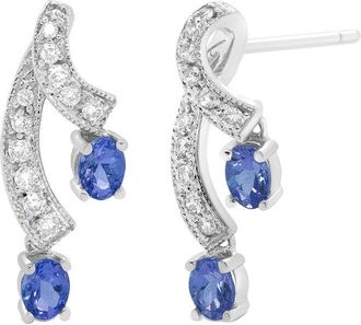 House of Brilliance Haus Of Brilliance Colorful Gemstones 14K 0.54 Ct. Tw. Diamond & Tanzanite Dangle Earrings