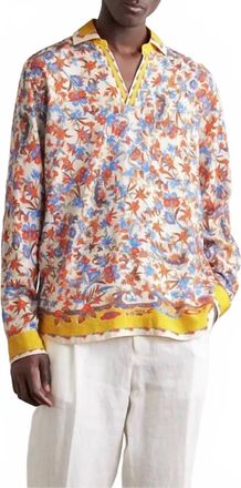 Orlebar Brown Ridley Utopia Linen Shirt In Summer Sunset