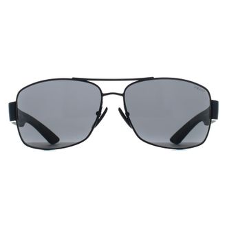 Prada Rectangle Mens Black Dark Grey PSB52S Metal - One Size