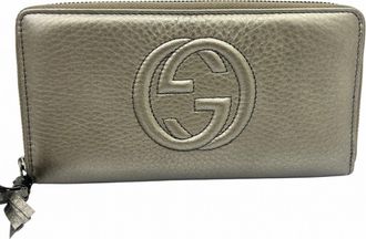 Gucci Metallic Gold Leather Long Wallet (Bi-Fold) (Pre-Owned)