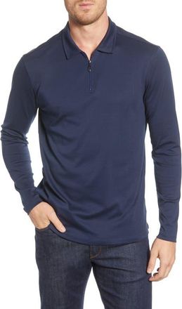 Robert Barakett Georgia Long Sleeve Zip Polo in Blue Night at Nordstrom, Size X-Large