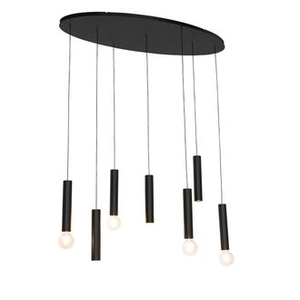 QAZQA Dise&ntilde;o L&aacute;mpara Colgante De Dise&ntilde;o Negra Ovalada 7 Luces - Tuba Acero Ovalada Adecuado Para Led Max. 4 X 15 Watt - Qazqa