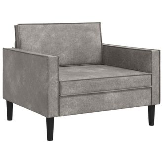 vidaXL Sill&oacute;n Xl Gris Claro Cuero De Suede Sint&eacute;tico Vidaxl
