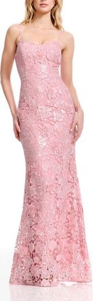 Dress The Population Giovanna Sequin Floral Lace Mermaid Gown in Blush at Nordstrom, Size Xx-Large
