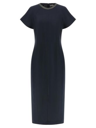 Brunello Cucinelli Blue Precious Collar dress