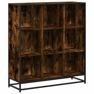 Berkfield Home Bookcase Smoked Oak 97.5x33x107.5 cm Engineered Wood & Metal in Brown