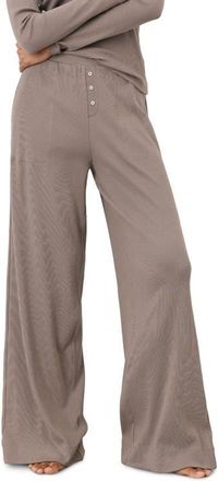 Pact Dream Rib Wide Leg Lounge Pant Made With Organic Cotton in Cinder at Nordstrom, Size Xx-Large