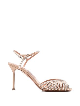 Aquazzura Strappy Sandals With Metallic Studs And Mid-Height Heel
