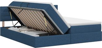 vidaXL Cama Con Almacenamiento Y Colch&oacute;n Azul 140 X 200 Cm Terciopelo Vidaxl