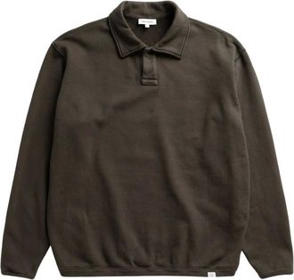 Norse Projects Tops, Heren, Groen, M, Katoen, Hjartdal Geborsteld Diagonaal Katoen Fleece Polo