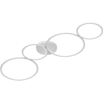 Trio Leuchten Rondo plafoniera led 37W 4800lm, 3000K 4 cerchi metallo bianco opaco dimmerabile con interruttore a parete l. 97CM