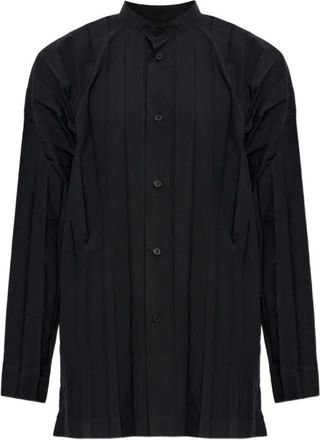 Issey Miyake Overhemden, Heren, Zwart, L, Nylon, Edge Shirt