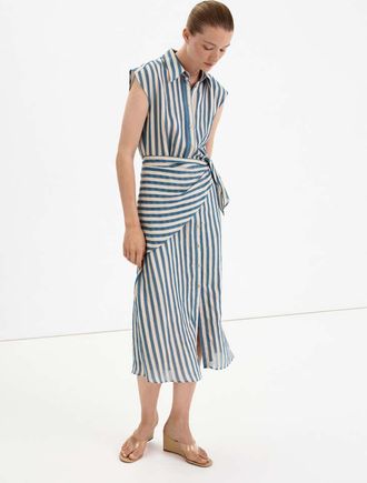 Mango Vestito camicione righe foulard blu - Donna - S - MANGO