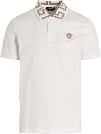 Versace White Cotton Polo Mens Shirt