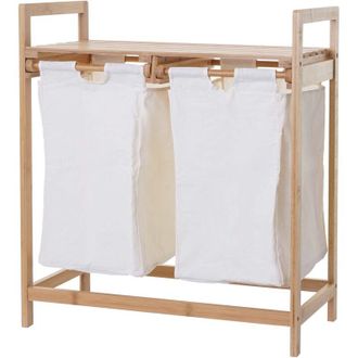 Hhg non utilizzato] Baule cesta portabiancheria decorativo 731 bamb&ugrave; bianco