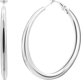 MAX + STONE 925 Sterling Silver Smooth Hoop Earrings