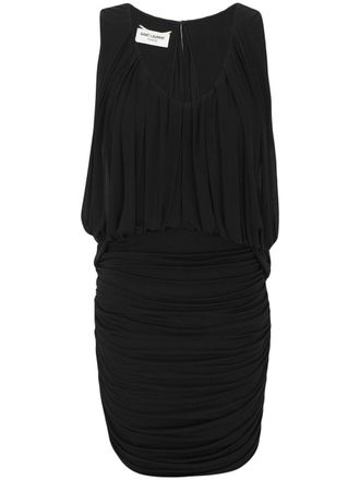 Saint Laurent Womens Sleeveless Draped Minidress