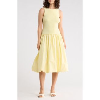 1.State Mixed Media Tank Midi Dress in Pastel Yellow at Nordstrom Rack, Size X-Small