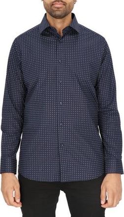 Scotch & Soda Dot Print Modern Fit Dress Shirt in Navy at Nordstrom Rack, Size 15.5