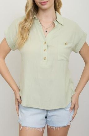 Blu Pepper Half Button Shirt in Sage at Nordstrom Rack, Size Medium