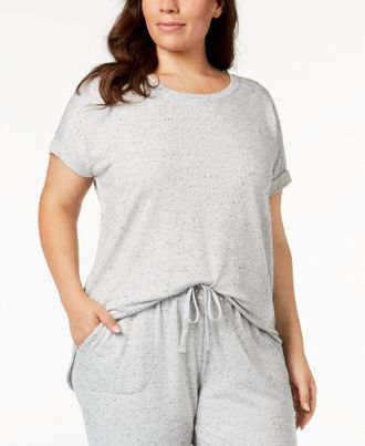 Alfani Womens Sleepwear Solid Pajama Top In Pebble Heather
