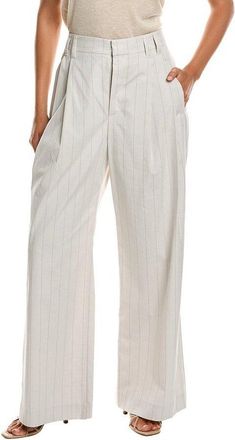 Brunello Cucinelli Off White Wide Leg Trousers, Brand Size 40 (US Size 6)