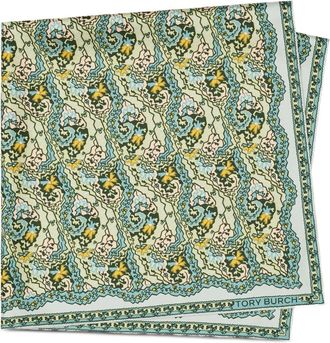 Tory Burch Dream paisley-pattern square scarf - women - Silk - One Size - Green
