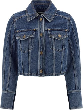 Balmain Denim Jacket Puffer Jackets Blue