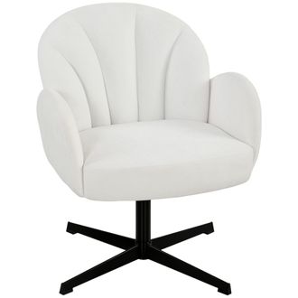 HOMCOM Homcom Sill&oacute;n De Sal&oacute;n Giratorio, Butaca De Sal&oacute;n Tapizada En Terciopelo Con Respaldo En Forma De Concha, Coj&iacute;n Con Resortes, Base Cruzada, Crema