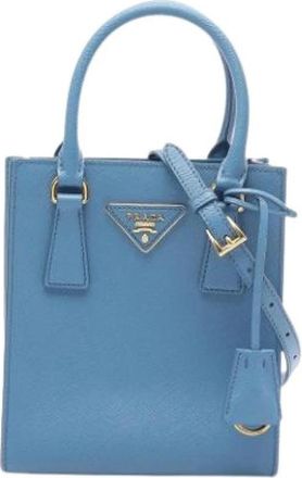 Prada Pre-owned Vintage Tote Bag - Dames - Vintage Shopper - Blauw - ONE Size - Leer - Vintage