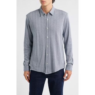 BOSS Roan Kent Cotton Button-Up Shirt in Dark Blue at Nordstrom, Size Xx-Large