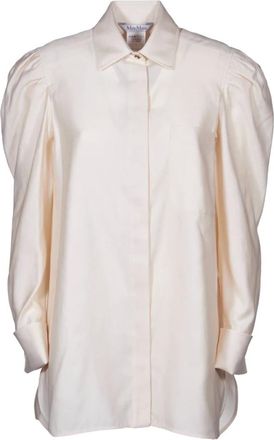 Max Mara Overhemden, Dames, Wit, S, Katoen, Witte Trui met Pofmouwen