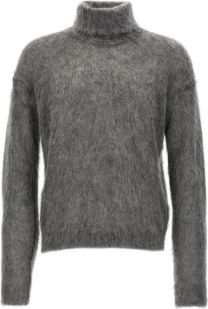 Saint Laurent Grijze coltrui Aw 24 - Heren - Coltruien - Grijs - XL - Wol - Truien & Vesten