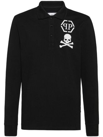 Philipp Plein skull-print cotton polo shirt - men - Cotton - S - Black