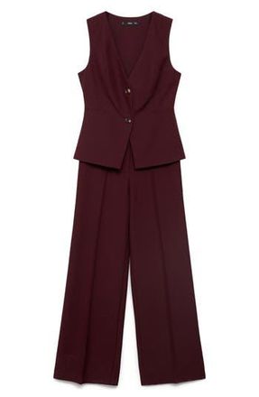 Mango Sleeveless Wide Leg Jumpsuit in Burgundy at Nordstrom Rack, Size X-Small