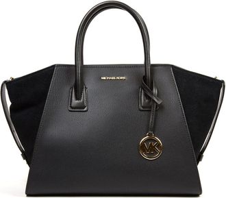 Michael Kors Womens Avril Large Satchel Black Leather - One Size
