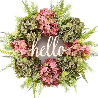OEM 1 Corona De Flores, Hortensias Artificiales, 45 Cm, Estilo R&uacute;stico, Puerta Principal, Decoraci&oacute;n De Boda Para Interiores/exteriores