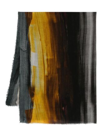 Faliero Sarti Zijden sjaal met verfprint - Bruin