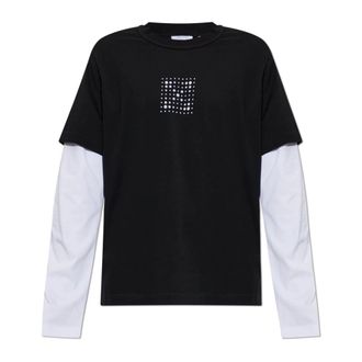 Off-white T-shirt met lange mouwen - Heren - Tops - Zwart - Maat: M Katoen