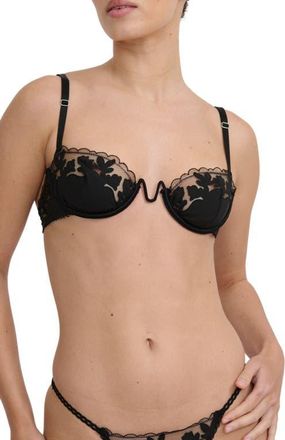 Kat The Label St Clair Embroidered Underwire Bra in Black at Nordstrom, Size X-Large