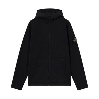 Stone Island Hoodie met ritssluiting van katoen interlock - Heren - Vesten met rits - Zwart - 2XL - Katoen - Hoodies & sweatvesten