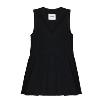Jil Sander Sleeveless Tops, female, Black, Size: XS Wool Top