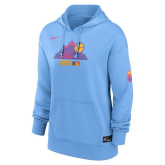 Nike Womens Colorado Rockies Authentic Collection City Connect Nike Therma MLB Pullover Hoodie in Blue | 22MN07L8DNV-HR3