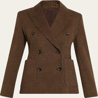 Max Mara Zulma Houndstooth Wool Double-Breasted Jacket